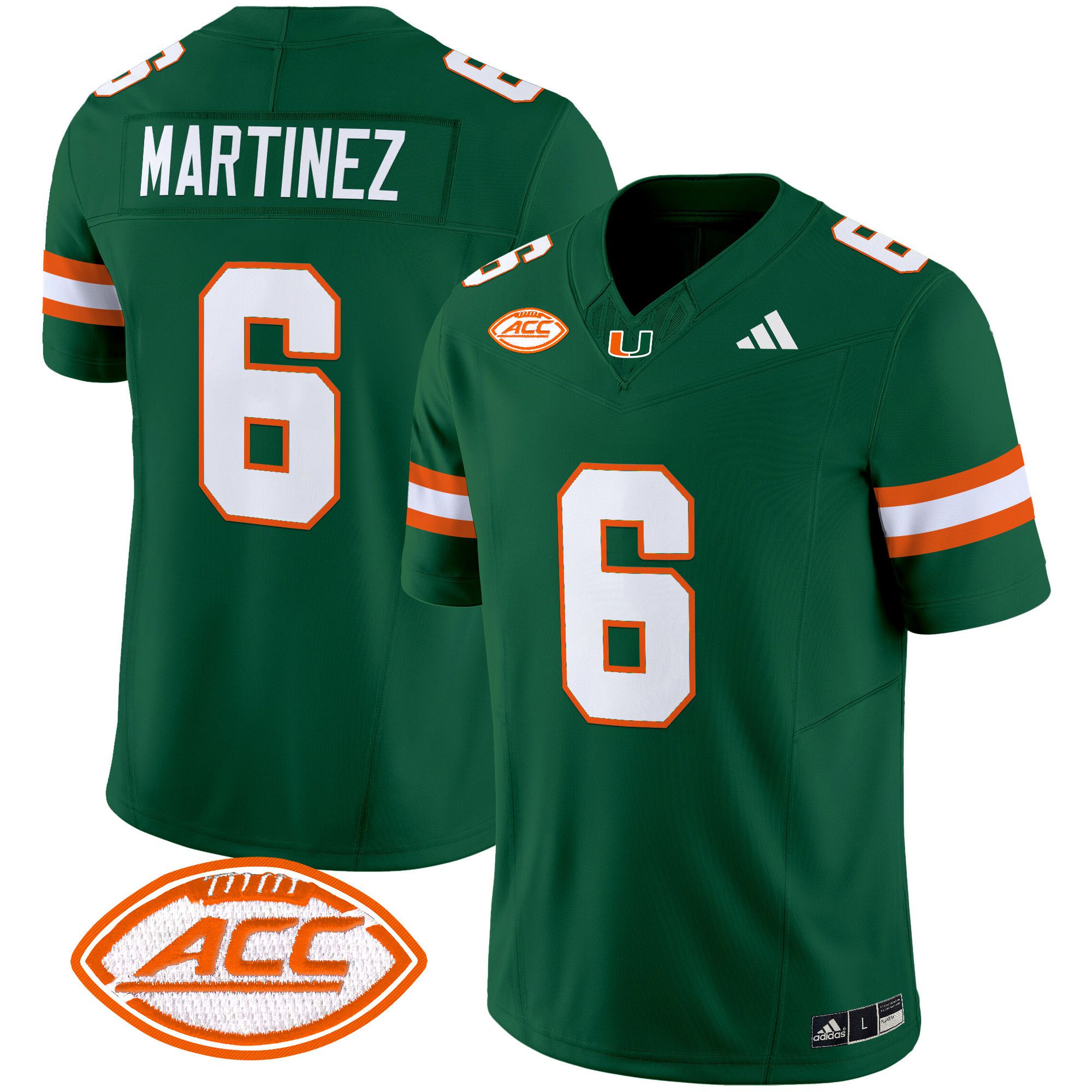 Men Miami Hurricanes #6 Martinez Green 2024 Vapor Limited NCAA Jersey style 1->ncaa teams->NCAA Jersey